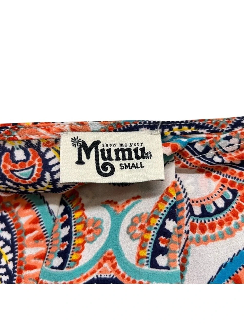 Show Me Your Mumu Women's Orange Paisley Boho High Waist Sawyer Shorts Size S